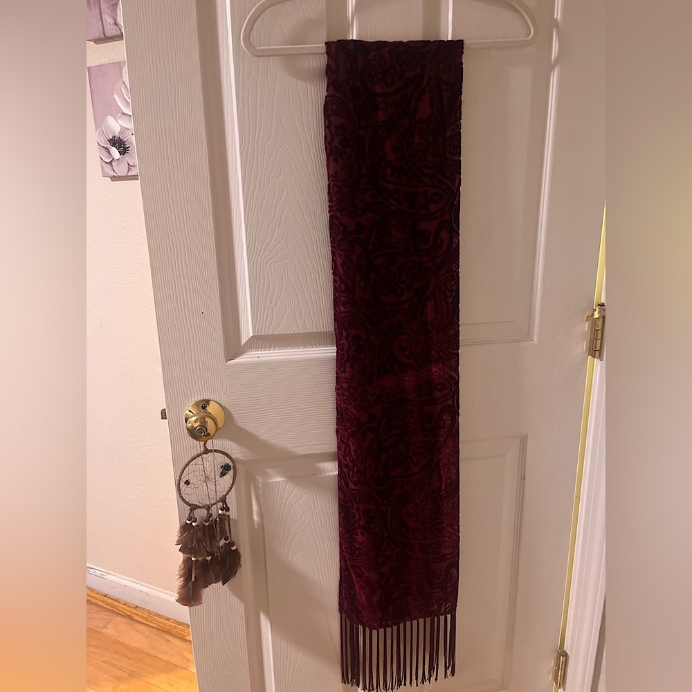 Maroon Embroidered Scarf